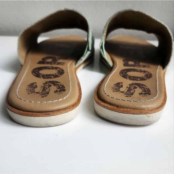 Sorel Women's Ella Block Slide Sandal Flats Suede Mint Green 8 - Picture 9 of 11